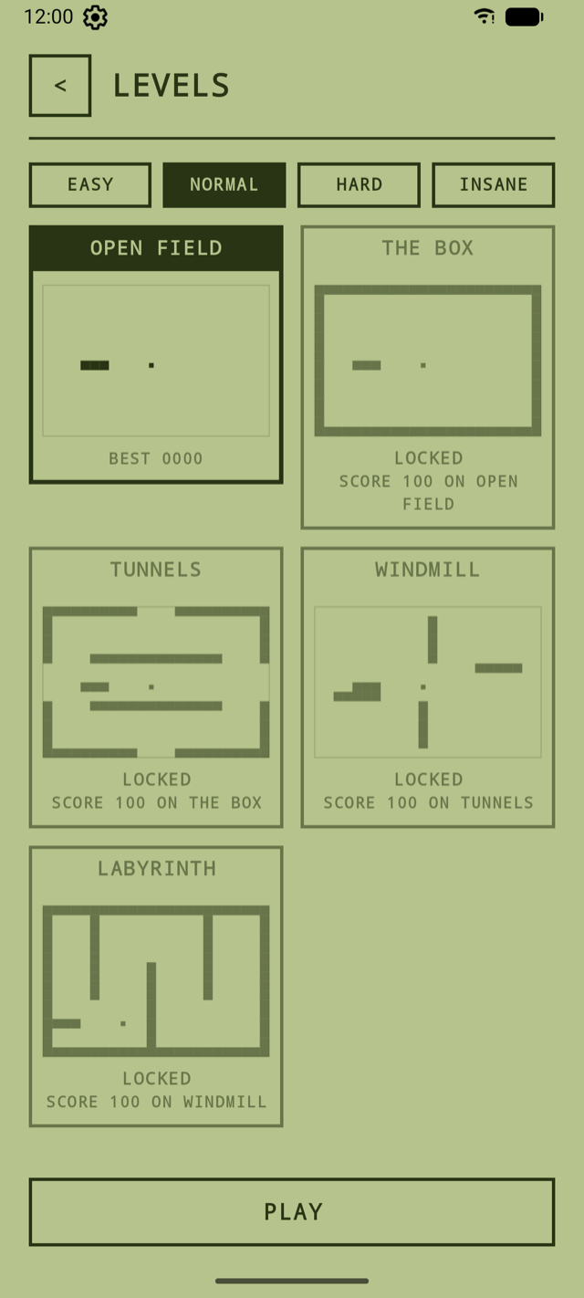 Old School Snake level selection