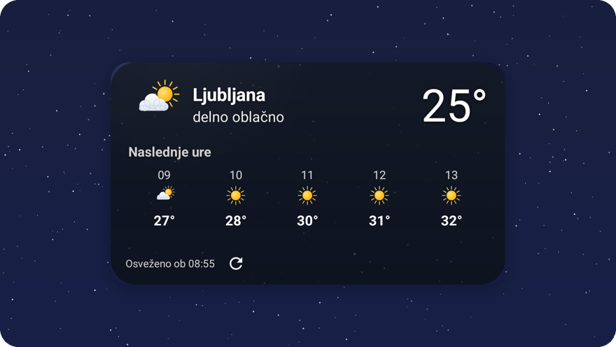 Gradnik Vreme, ozadje temno steklo