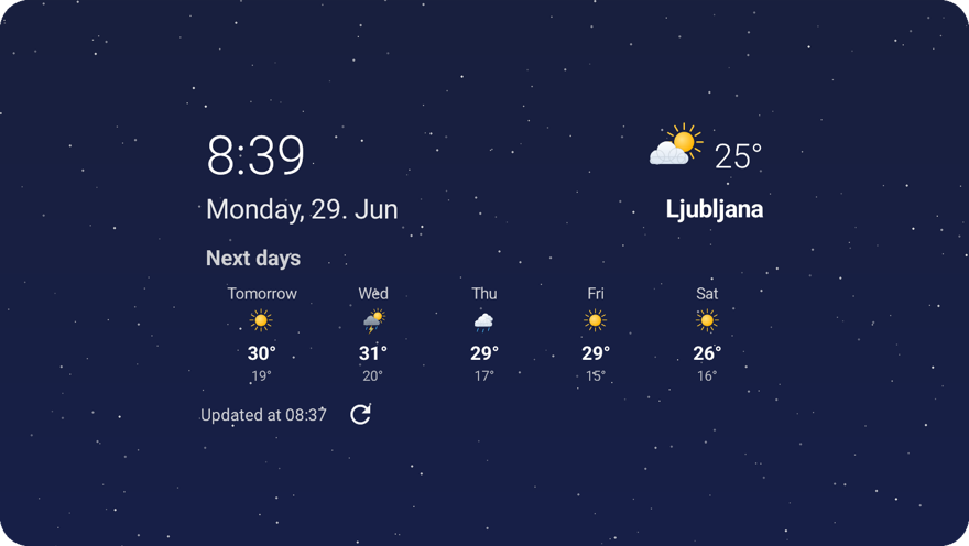 Clock (daily) widget, transparent background