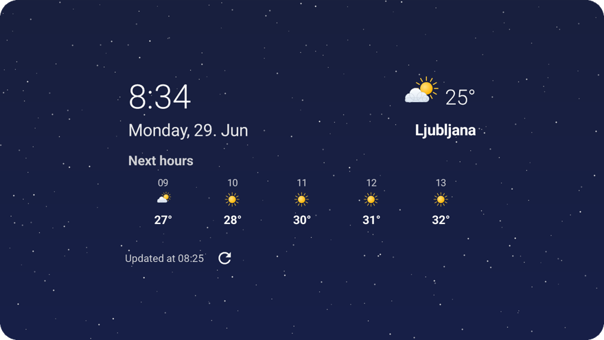 Clock (hourly) widget, transparent background