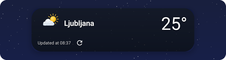 Weather compact widget, dark glass background