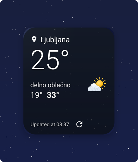 Today widget, dark glass background