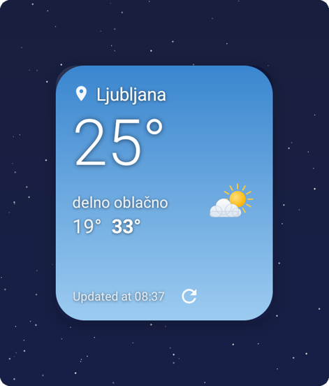 Today widget, weather gradient background