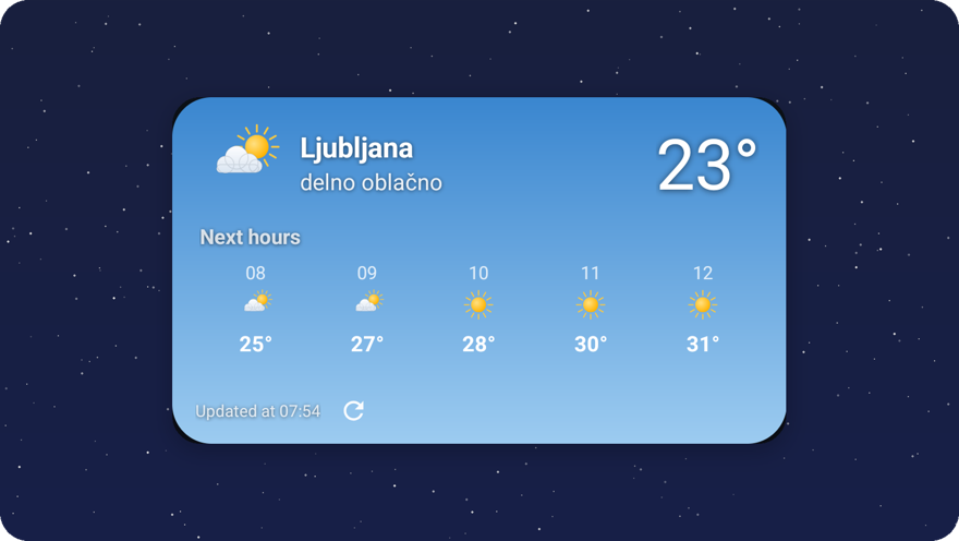 Weather widget, weather gradient background
